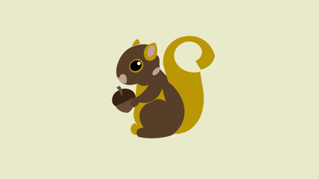 Mascote ilustrada vetorial do Esquilo segurando noz