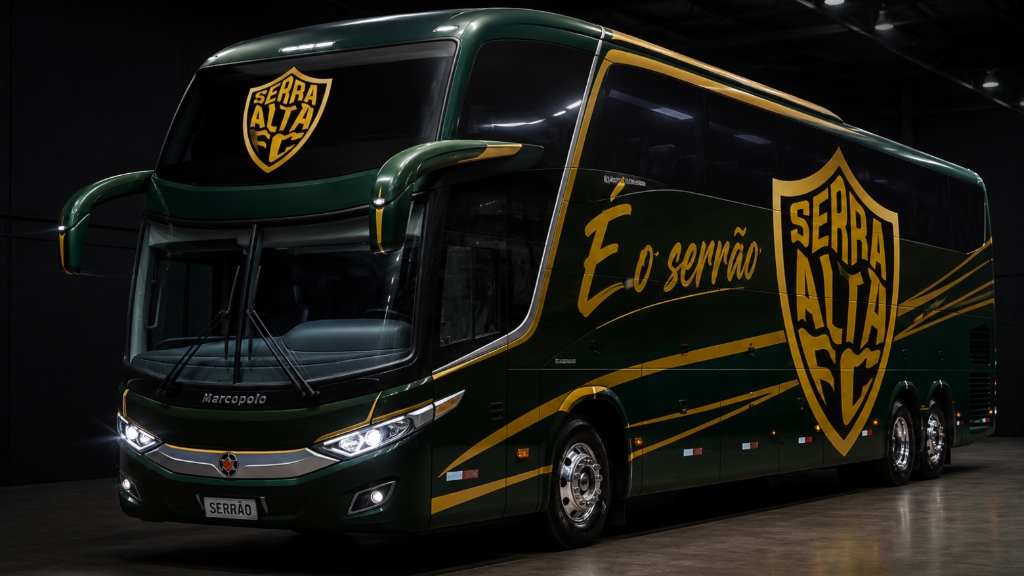 Ônibus oficial do Serra Alta FC plotado